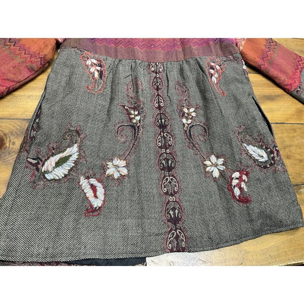 Soft Surroundings Embroidered Gray Sweater Jacket with Rust and Purple Accents - Picture 12 of 13